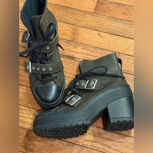 Converse Shoes - Converse Chuck 70 De Luxe Heel Leather & Buckles High Top Platform Boots Sz 8